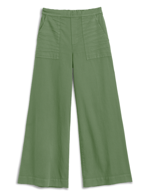 Green wide-leg pants on a black background, view 4