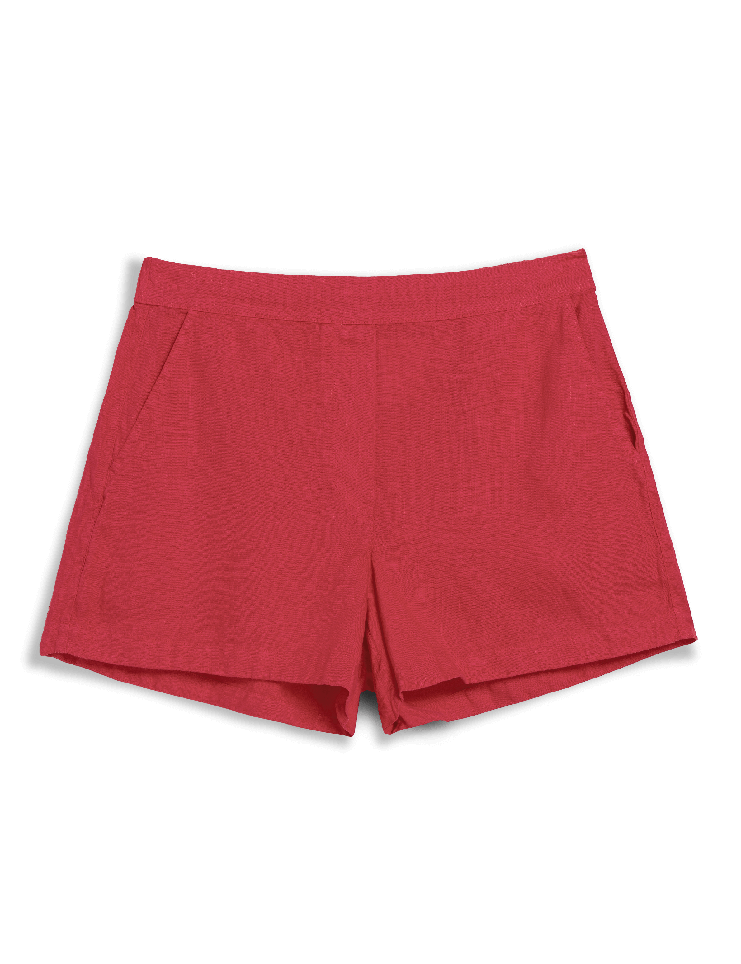Red shorts on a white background, view 4