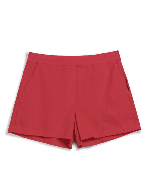 Red shorts on a white background, view 4