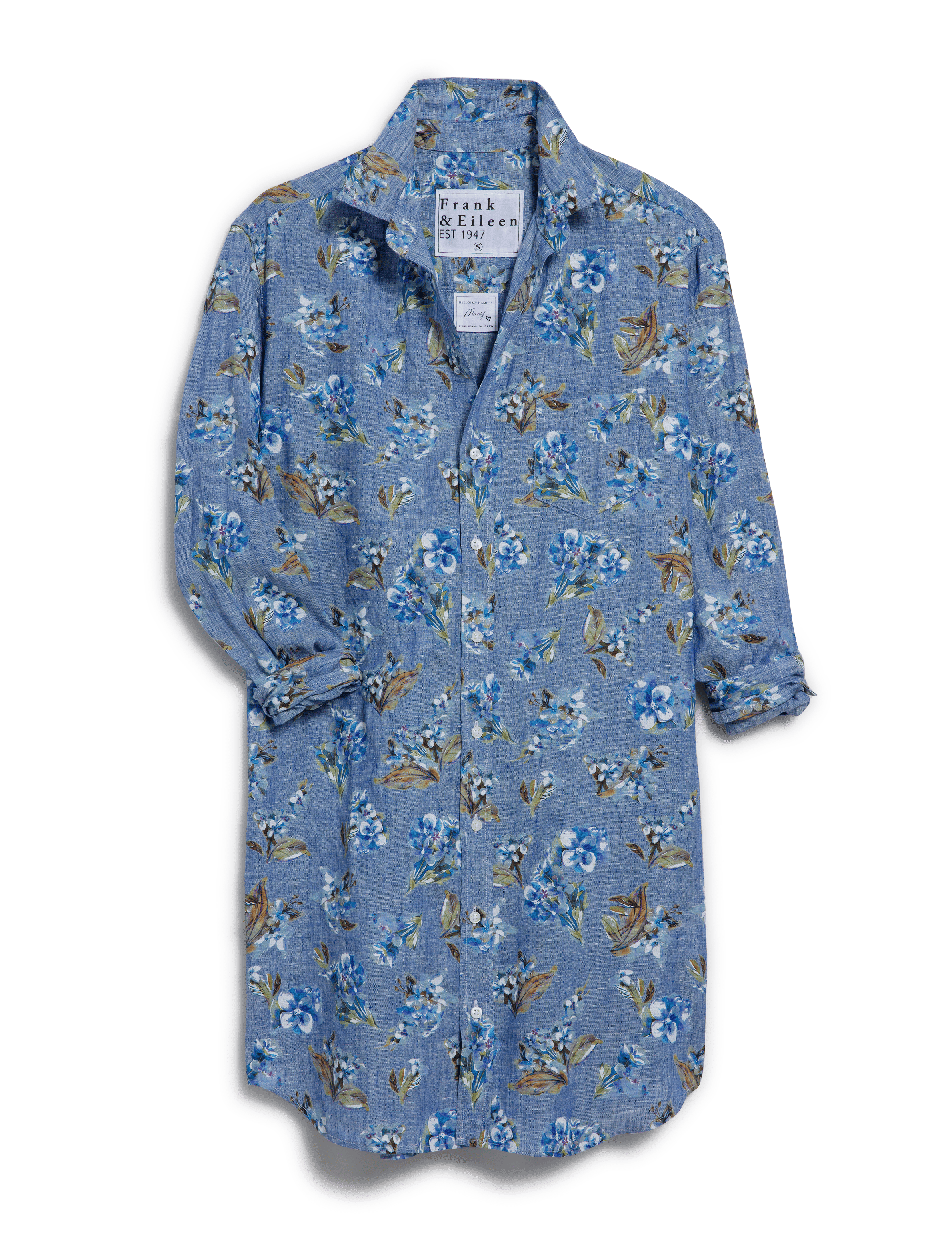 MARY Blue Floral, Italian Classic Linen