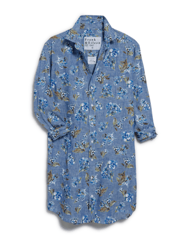 MARY Blue Floral, Italian Classic Linen