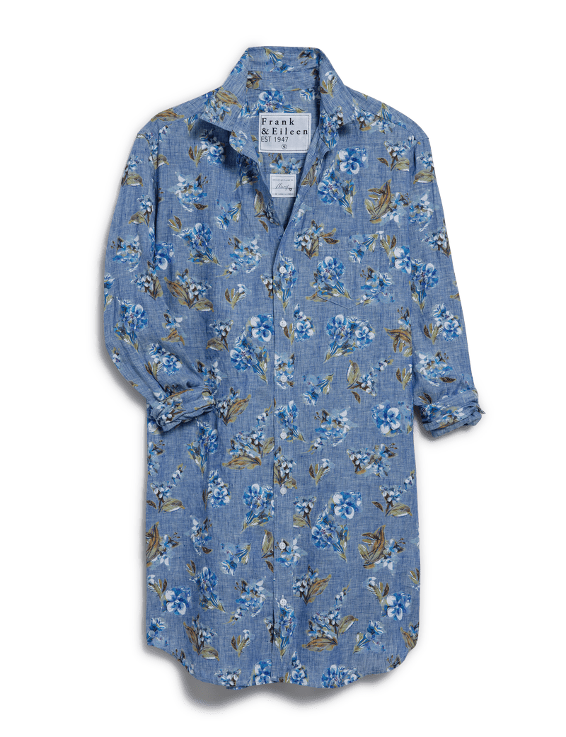 Mary, Classic Shirtdress, Blue Floral Frank & Eileen