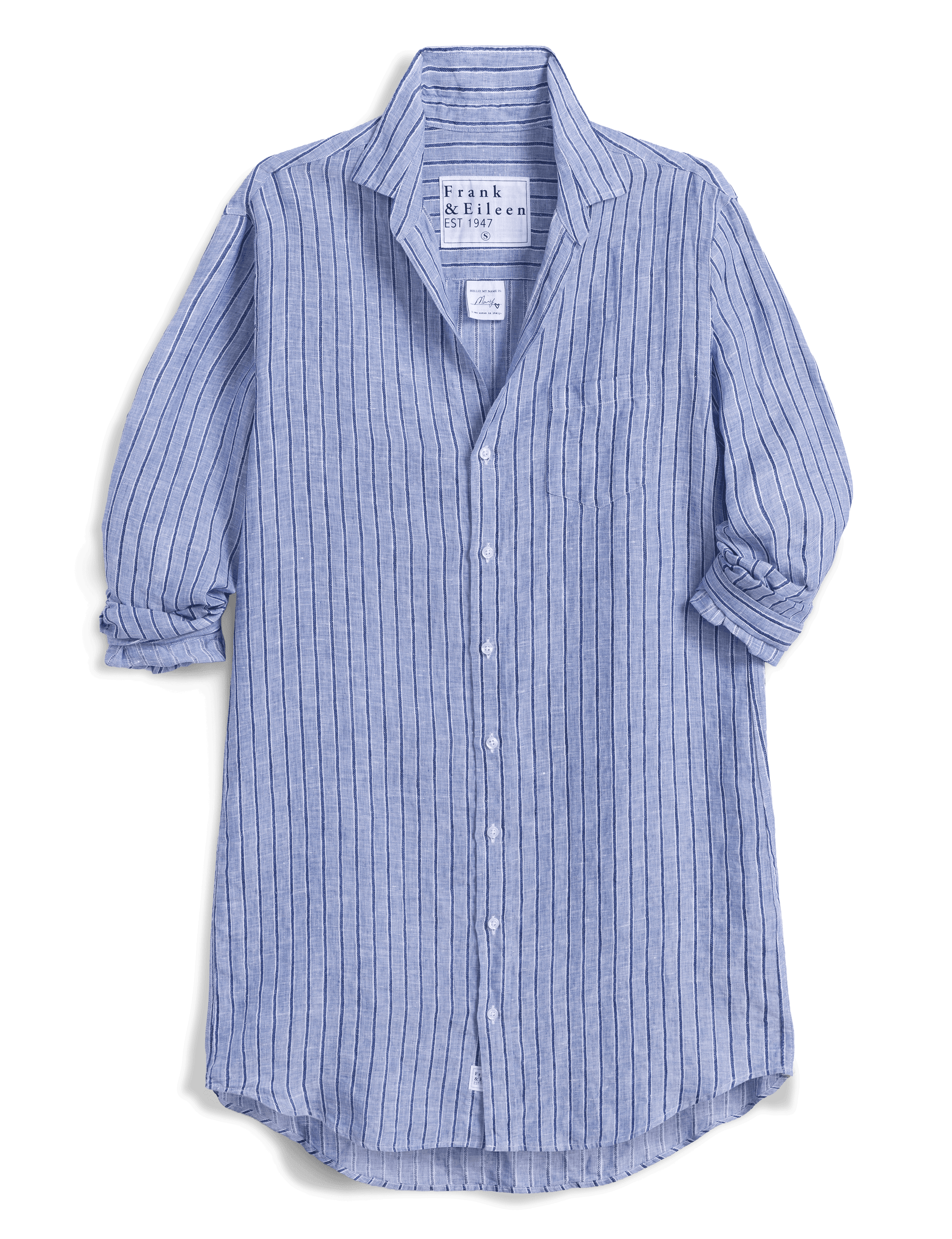 MARY Blue and Navy Stripe, Italian Classic Linen, view 4