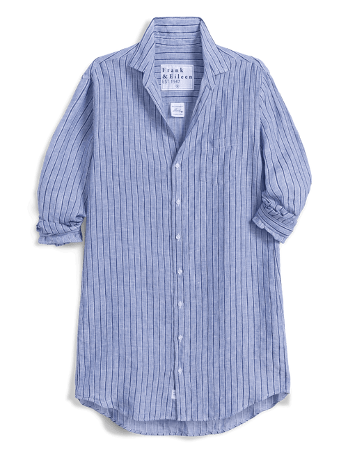 MARY Blue and Navy Stripe, Italian Classic Linen, view 4