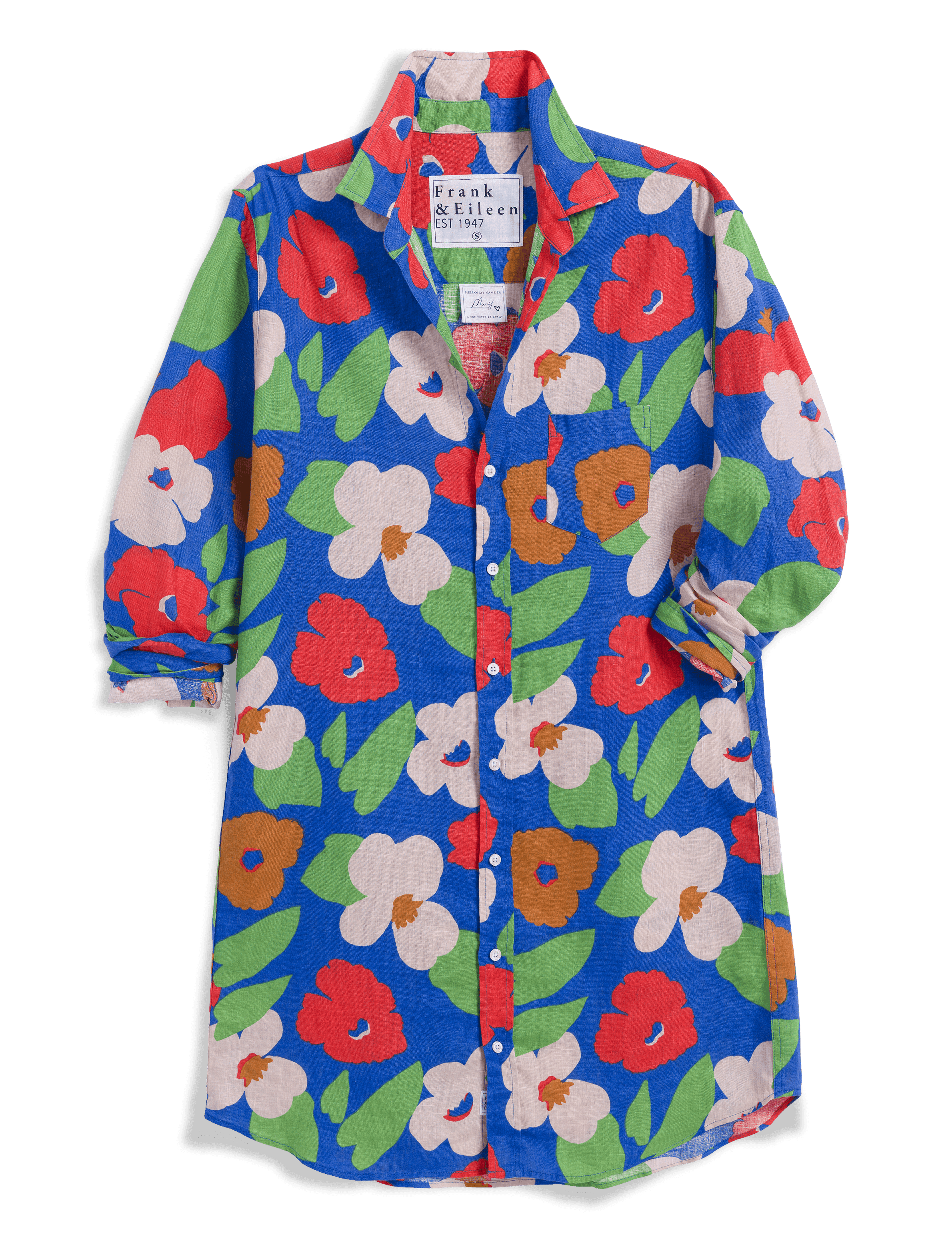 MARY Bright Blue Floral, Italian Classic Linen, view 6