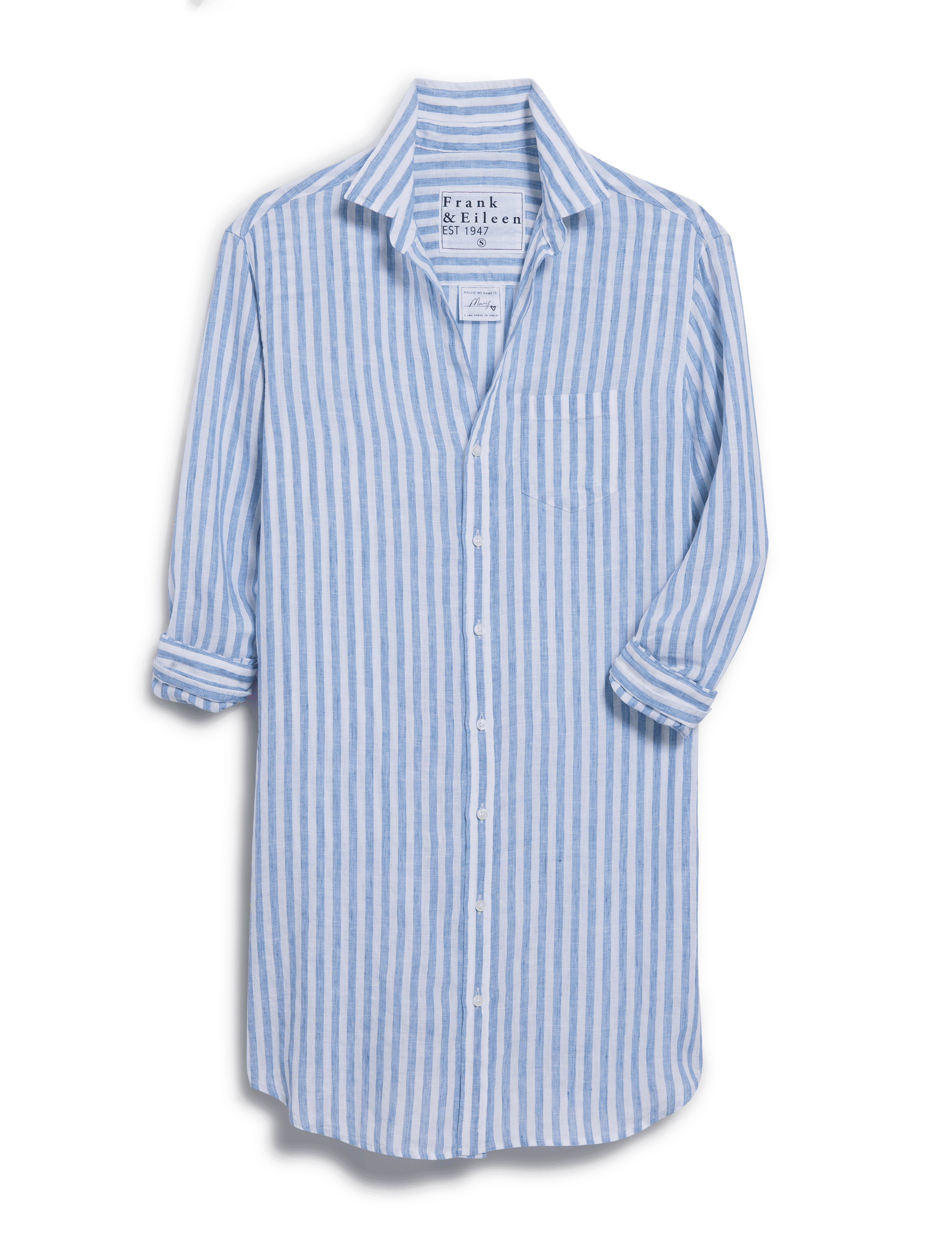 MARY White and Blue Stripe, Italian Classic Linen