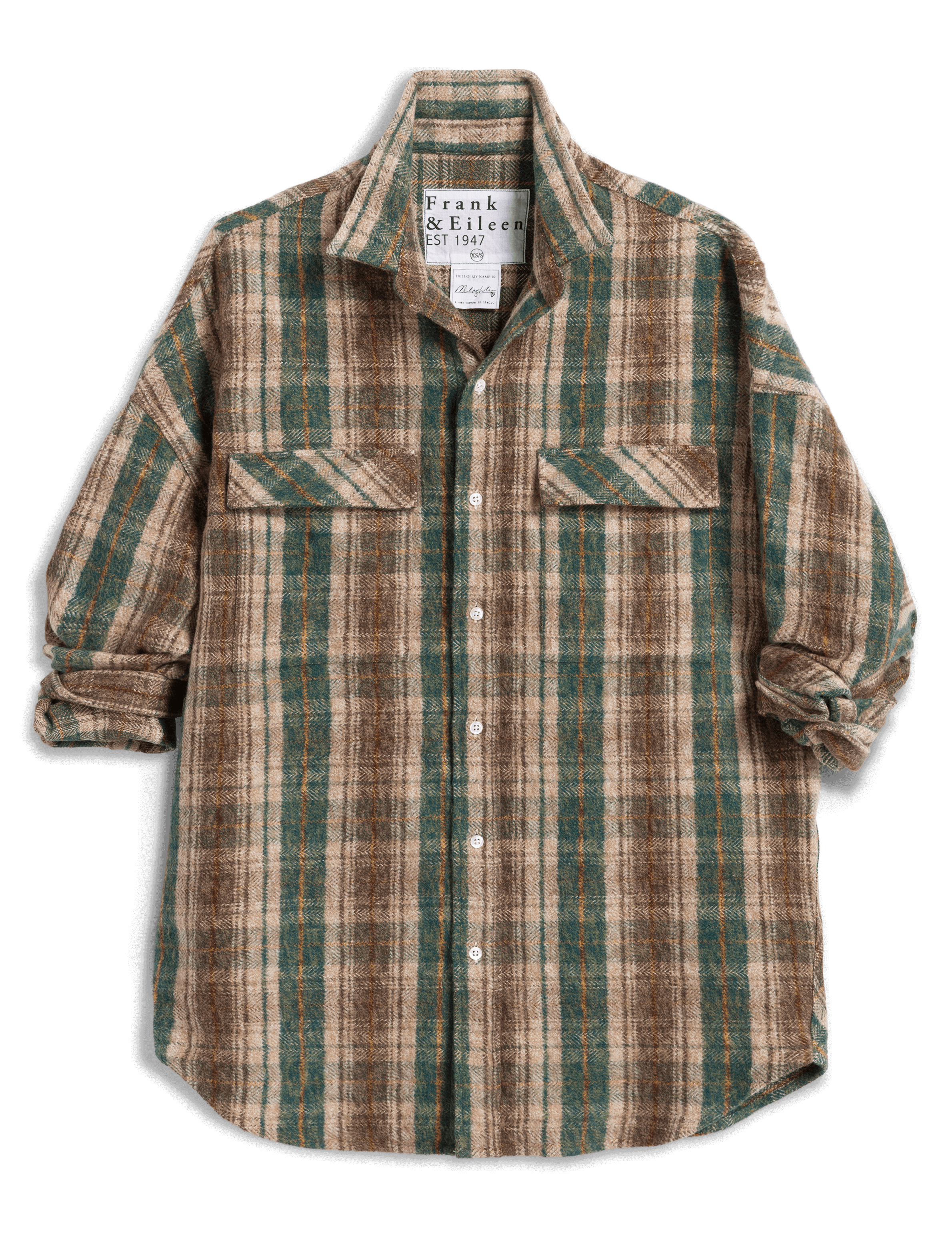 MCLOGHLIN Brown and Green with Sand Plaid, Italian Flannel
