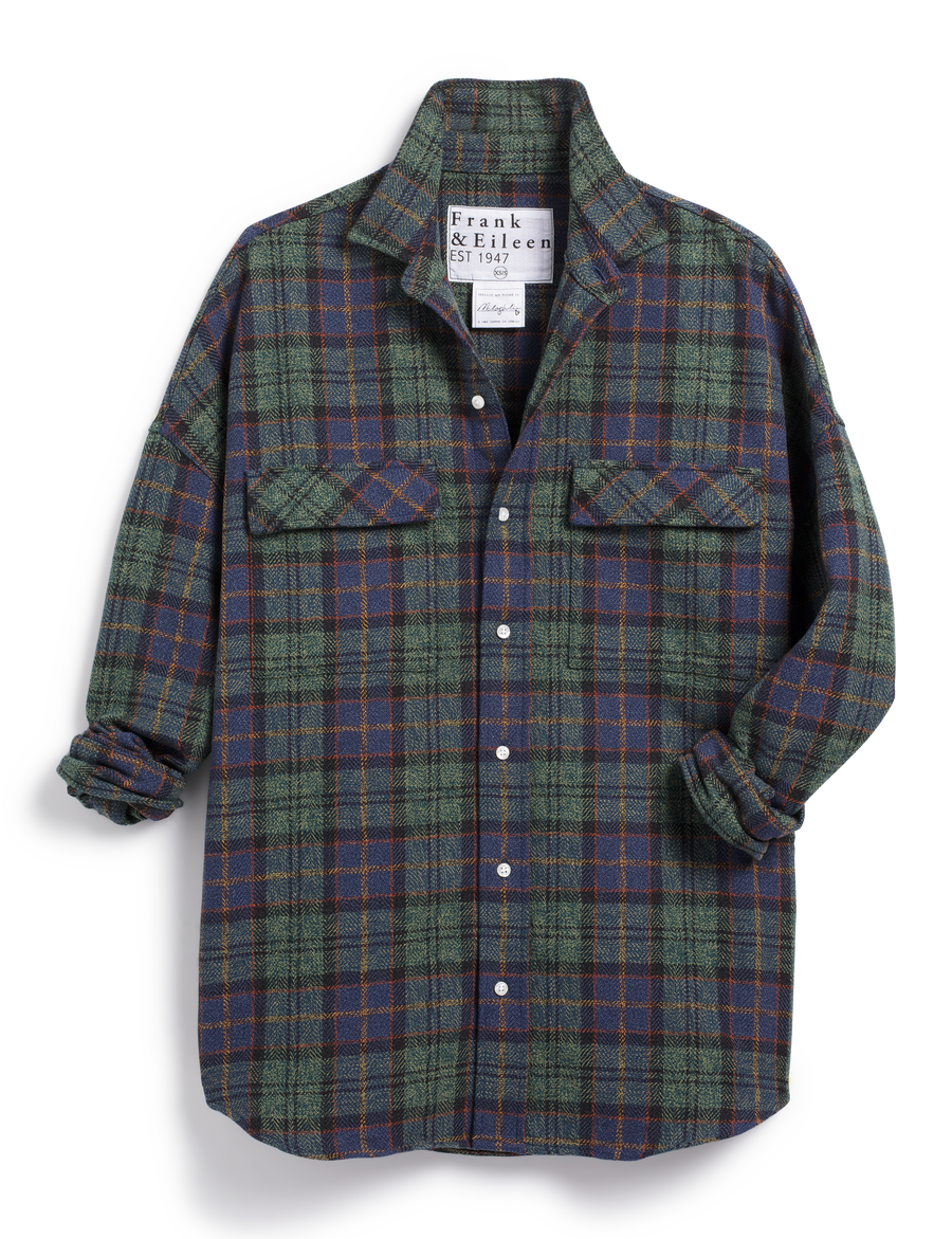 MCLOGHLIN Green and Blue Plaid, Textured Flannel