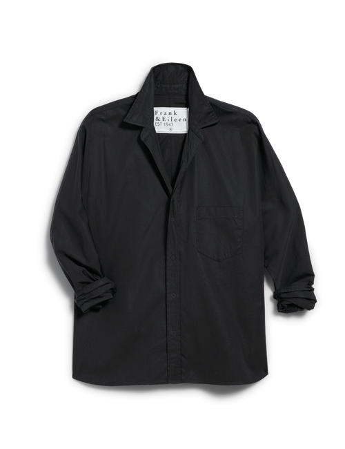 Black shirt with brand label on a white background, view 6