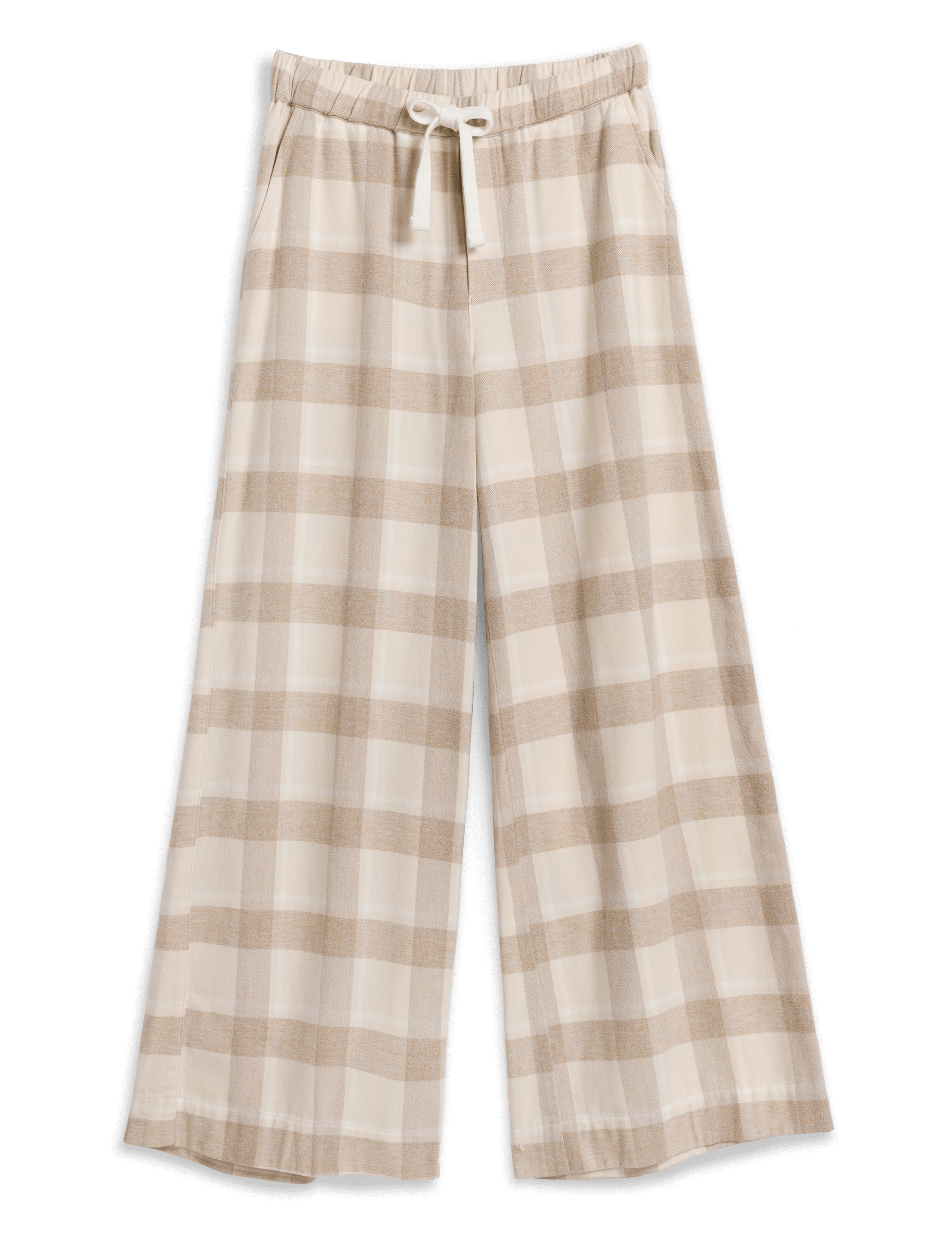 PIPER Cream and Camel Plaid, Italian Flannel