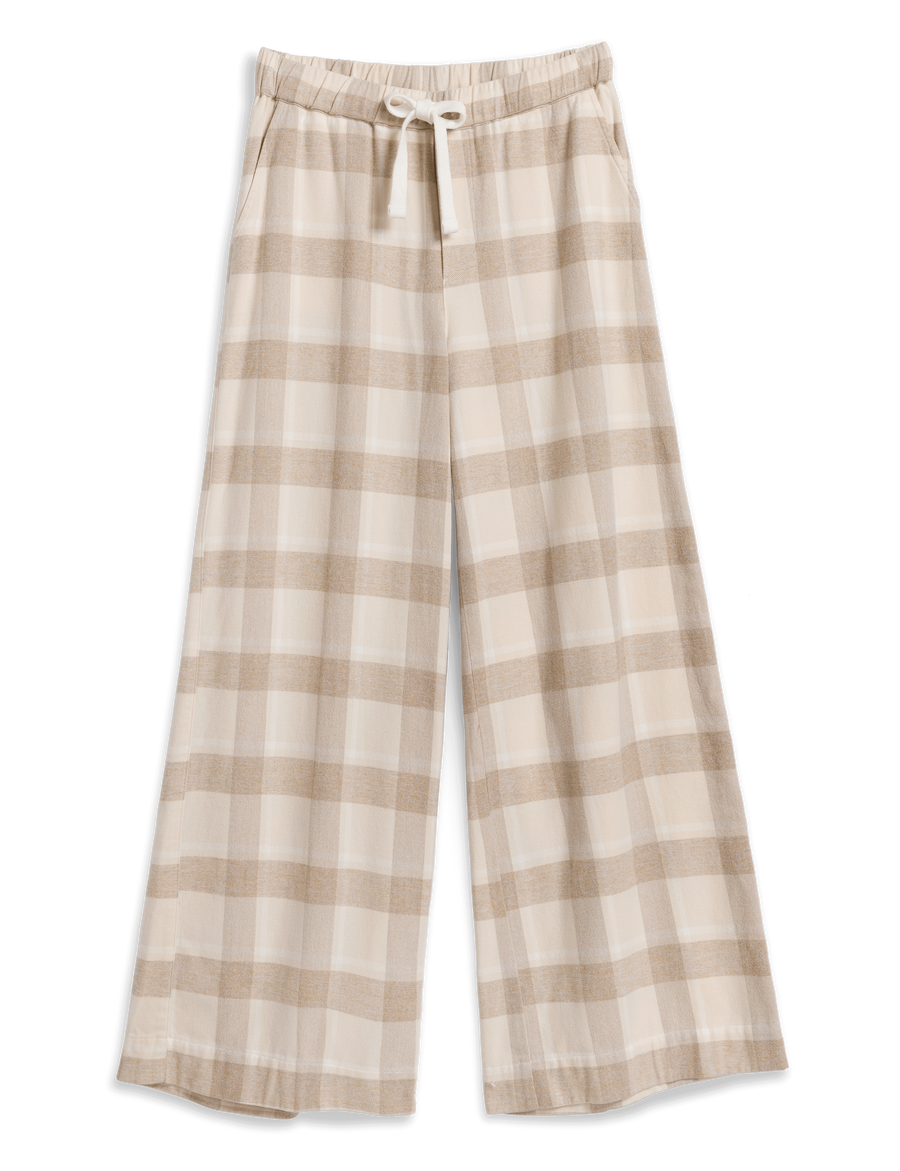 PIPER Cream and Camel Plaid, Italian Flannel