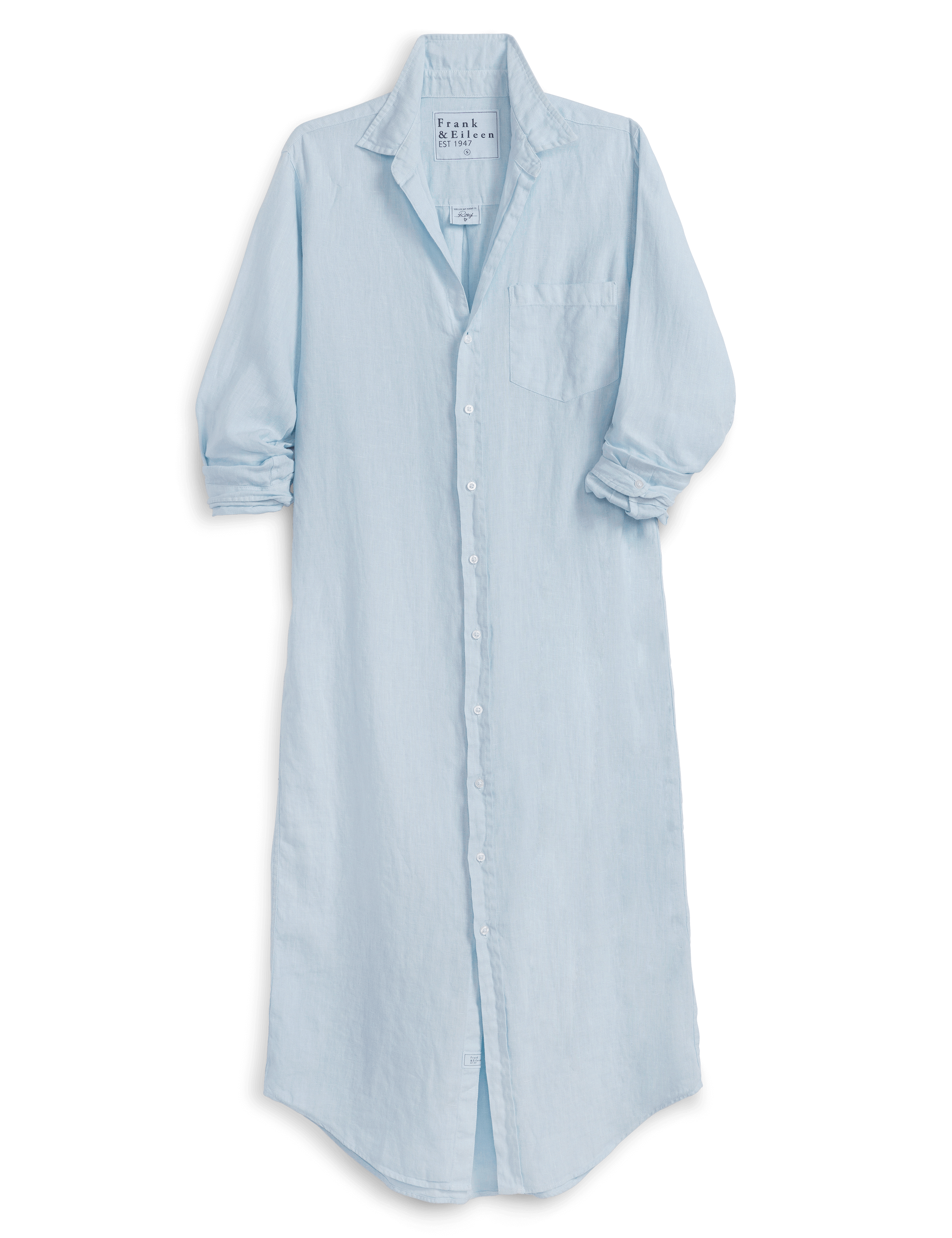 Light blue dress with rolled-up sleeves on a white background, view 5