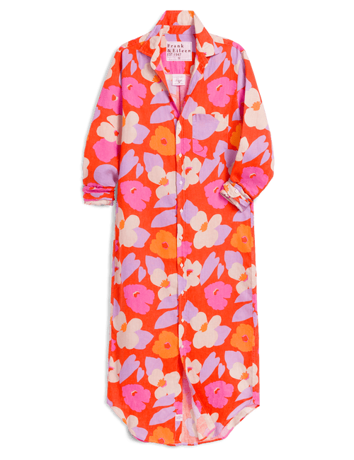 RORY Orange and Pink Floral, Italian Classic Linen, view 8