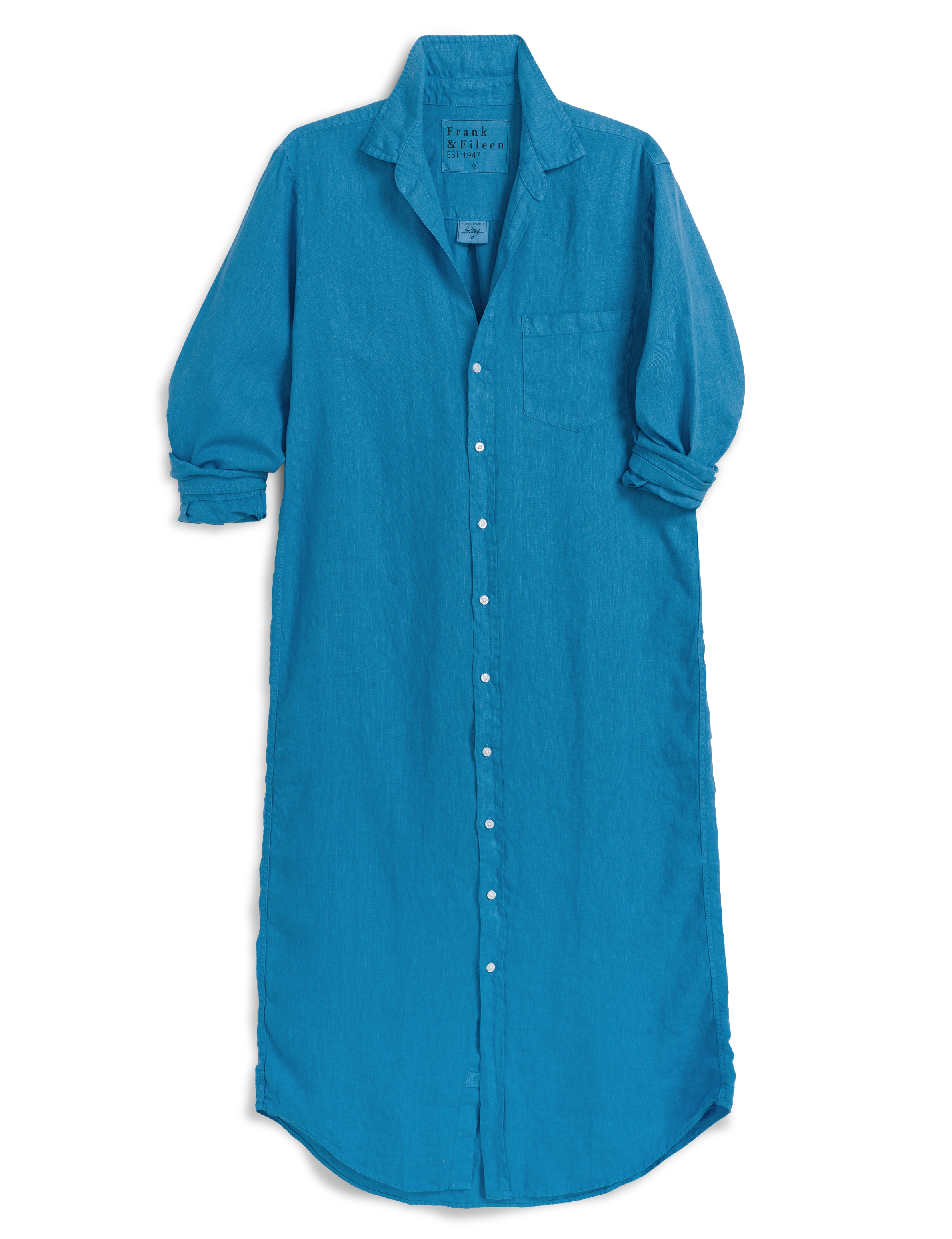 Blue shirt dress on a white background, view 4