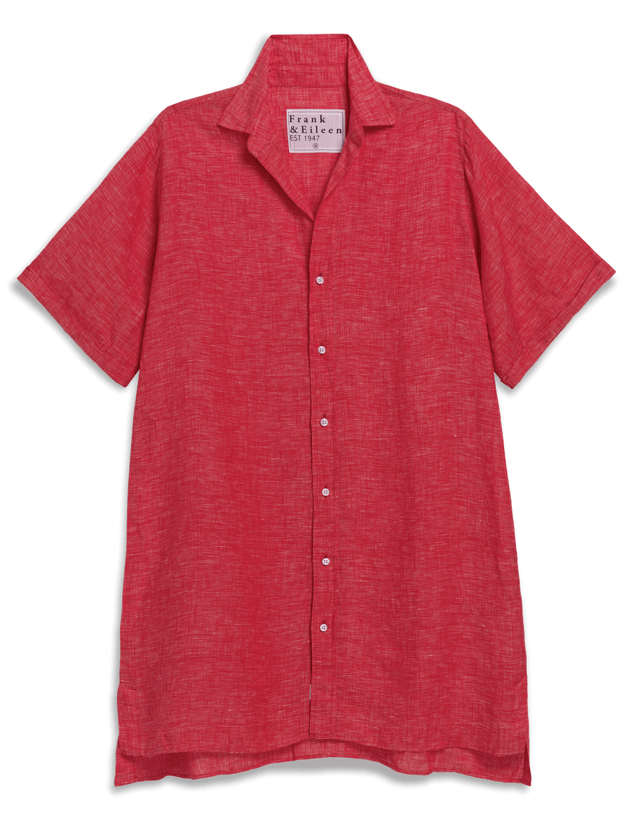 open lace back dress Rosemary, Short-Sleeve Shirtdress, Red
