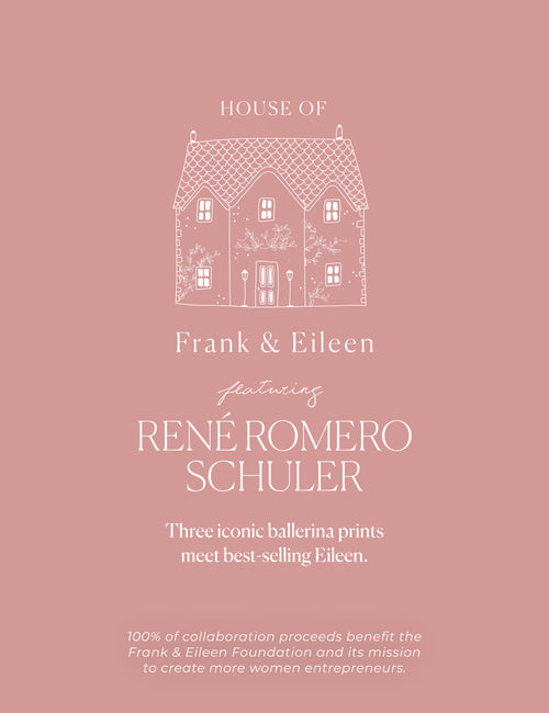 Advertisement for 'House of Frank & Eileen' featuring René Romero Schuler on a pink background., view 6