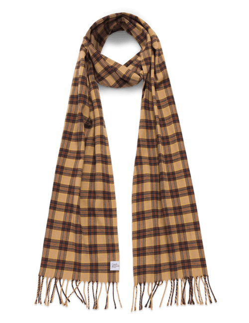NOELLE Gold and Brown with Black Plaid, Italian Flannel, front view