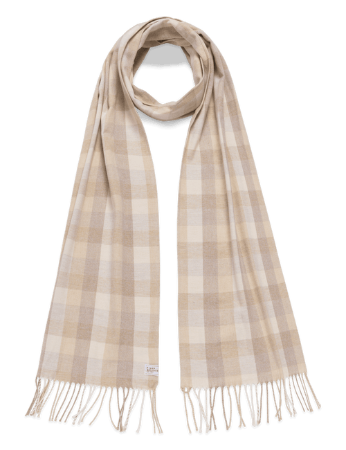 NOELLE Cream and Sand with Camel Plaid, Italian Flannel, front view