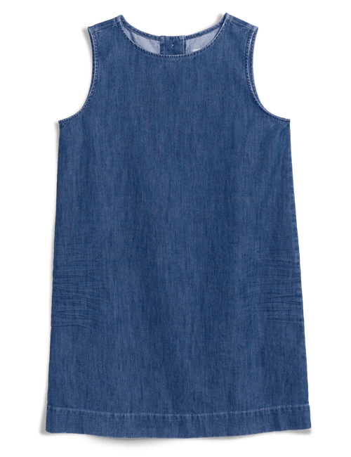 Blue denim dress on a transparent background, view 6