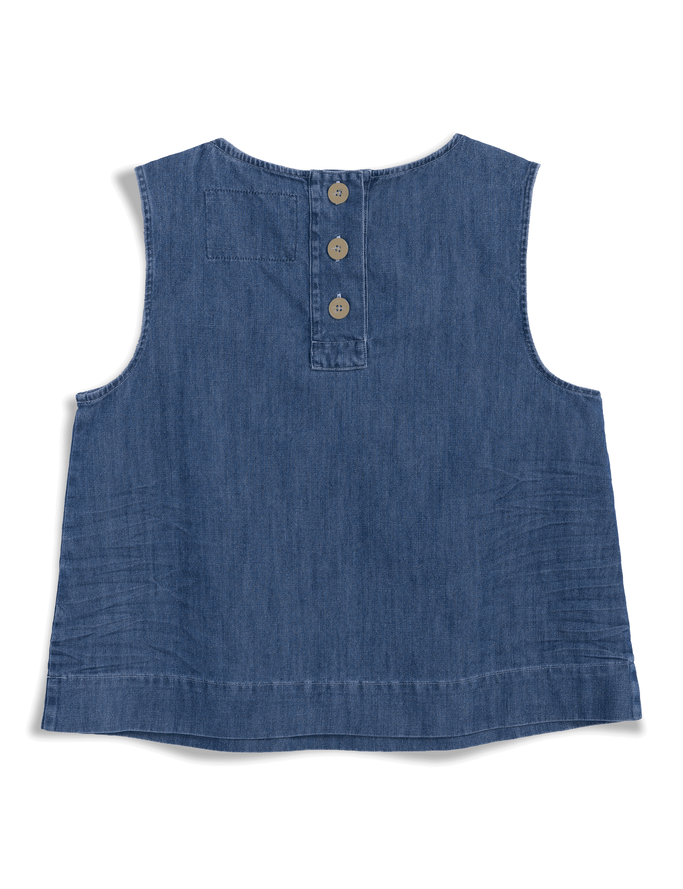 Blue denim shirt with button details on a transparent background, view 8