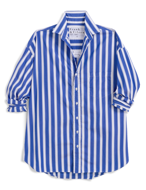 Blue and white striped shirt on a transparent background, view 5