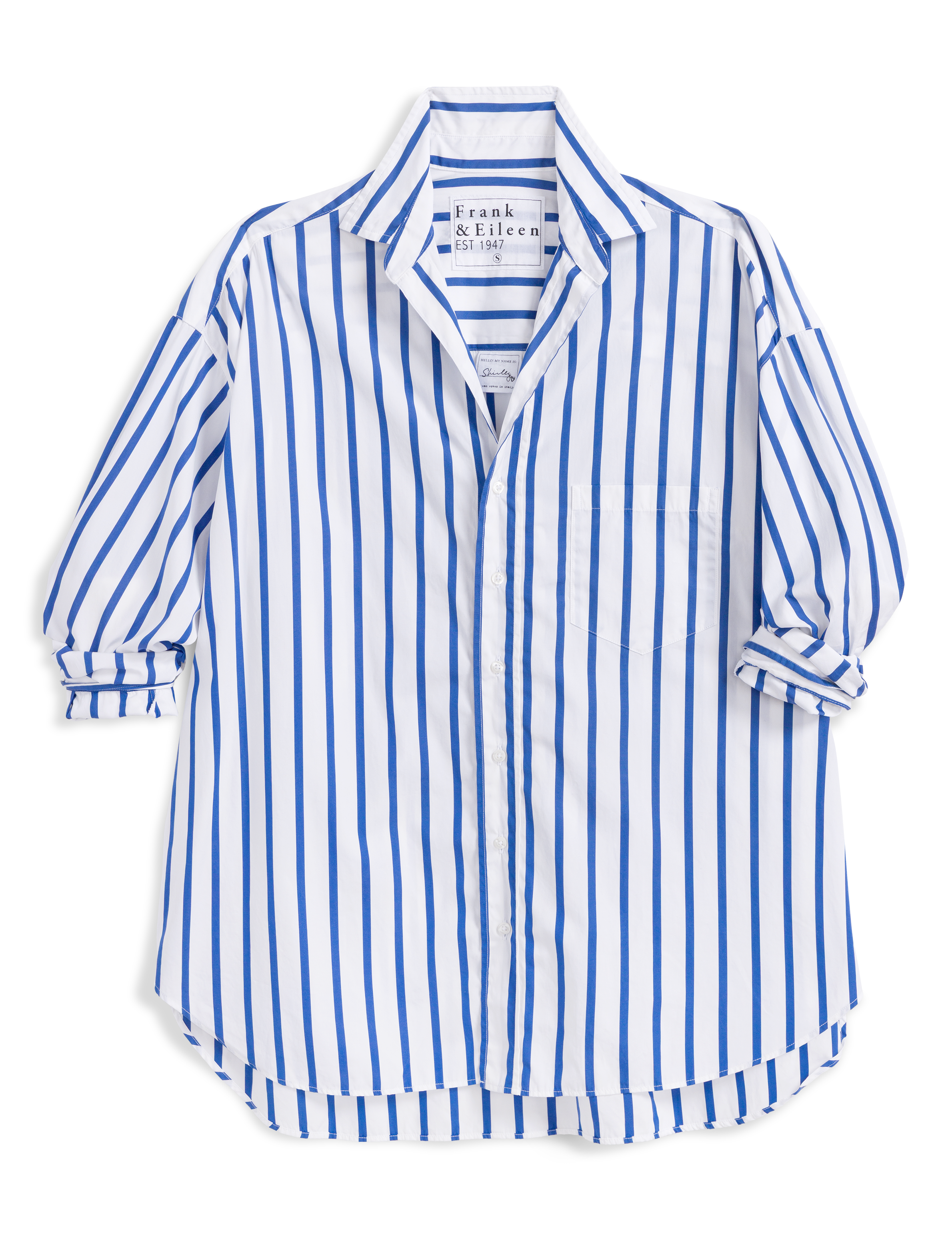 Blue and white striped shirt on a white background, view 5