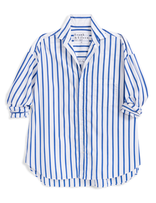 Blue and white striped shirt on a white background, view 5