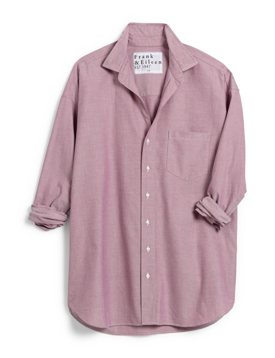 Flat front of Red Frank & Eileen Shirley Oversized Button-Up Shirt in Italian Oxford