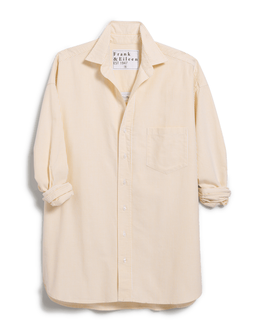 Shirley, Oversized Button-Up Shirt, Yellow Stripe | Frank & Eileen