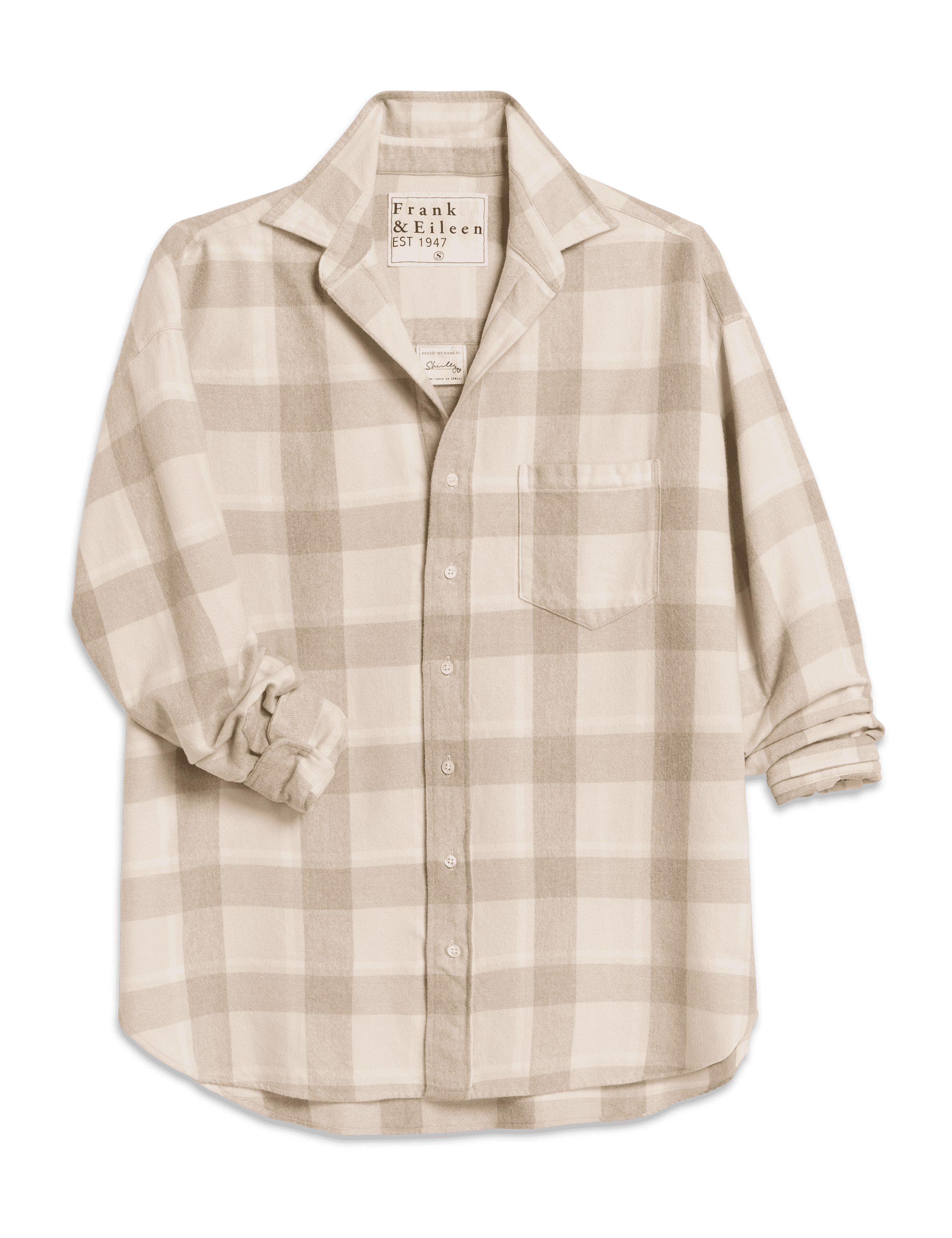 SHIRLEY Cream and Camel Plaid, Italian Flannel