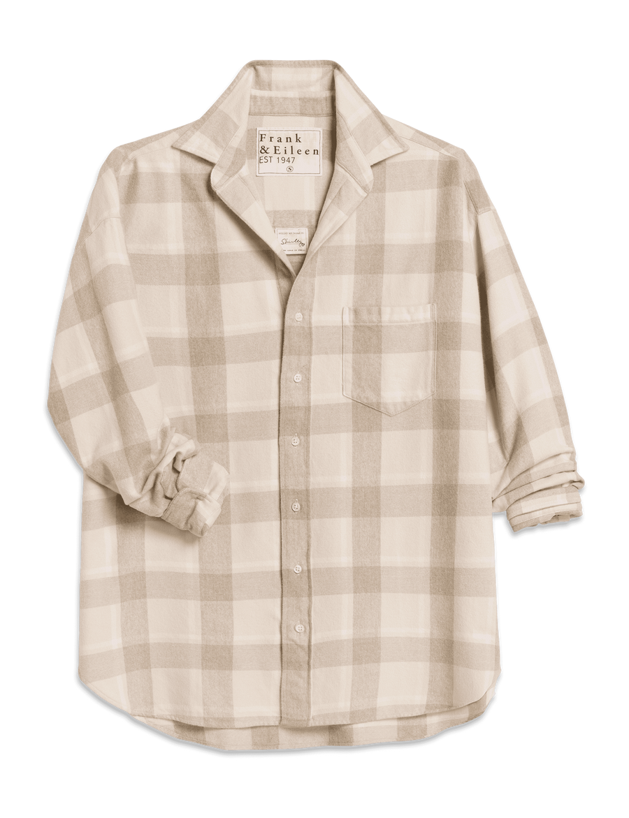 SHIRLEY Cream and Camel Plaid, Italian Flannel