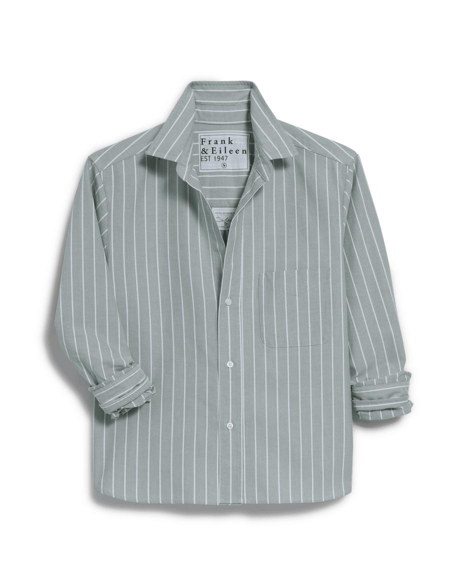 SILVIO Army Green Stripe, Italian Brushed Oxford