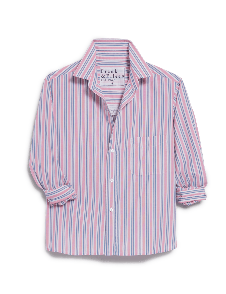 SILVIO Blue and Coral with White Stripe, Italian Cotton