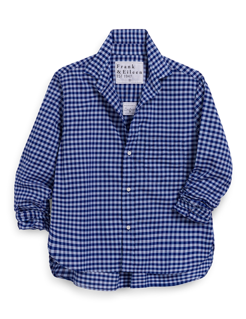 SILVIO Blue and Light Blue Check, Italian Classic Linen, front view