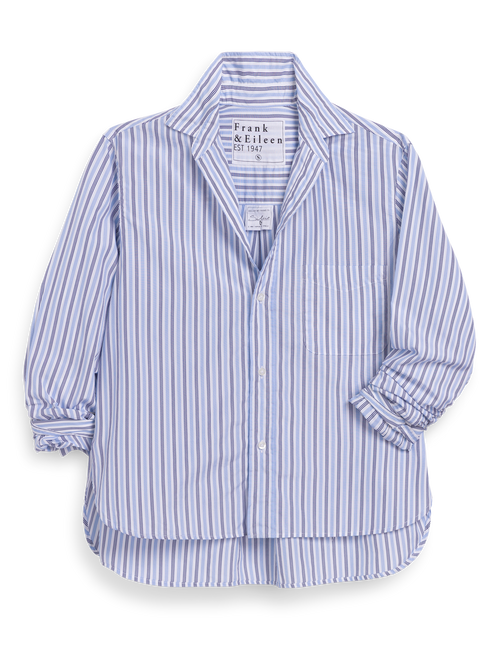 SILVIO Blue and Navy Multi Stripe, Italian Cotton, front view