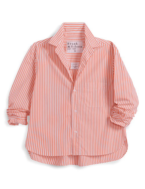 Orange striped shirt on a transparent background, front view