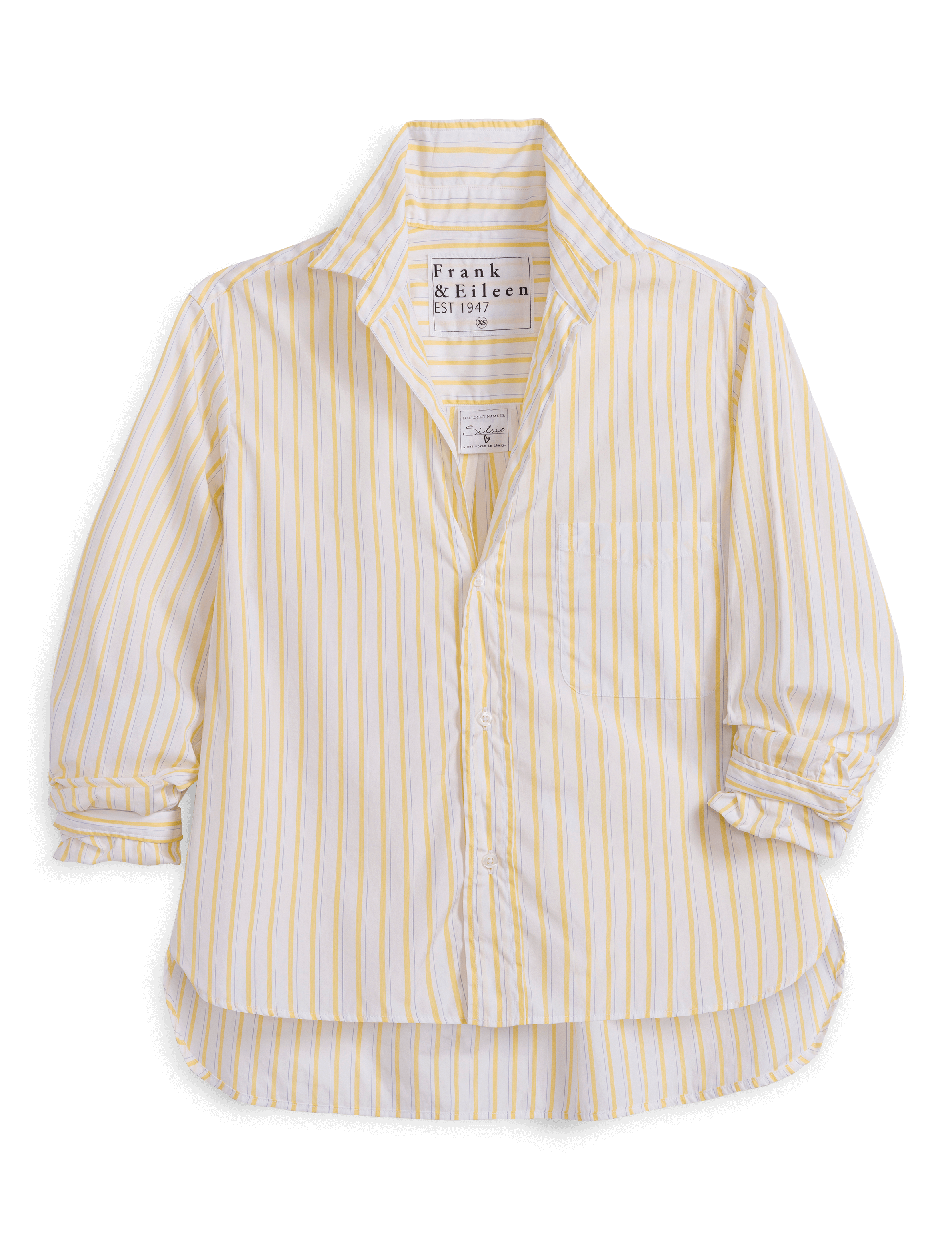 SILVIO Yellow and Navy Stripe, Italian Cotton, front view