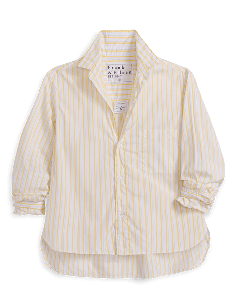Silvio, Untuckable Button-Up Shirt, Yellow Stripe | Frank & Eileen