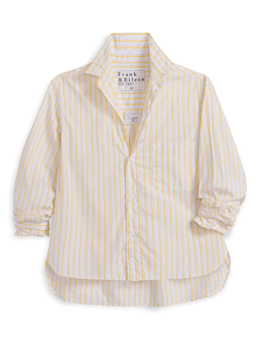 Silvio, Untuckable Button-Up Shirt, Yellow Stripe | Frank & Eileen