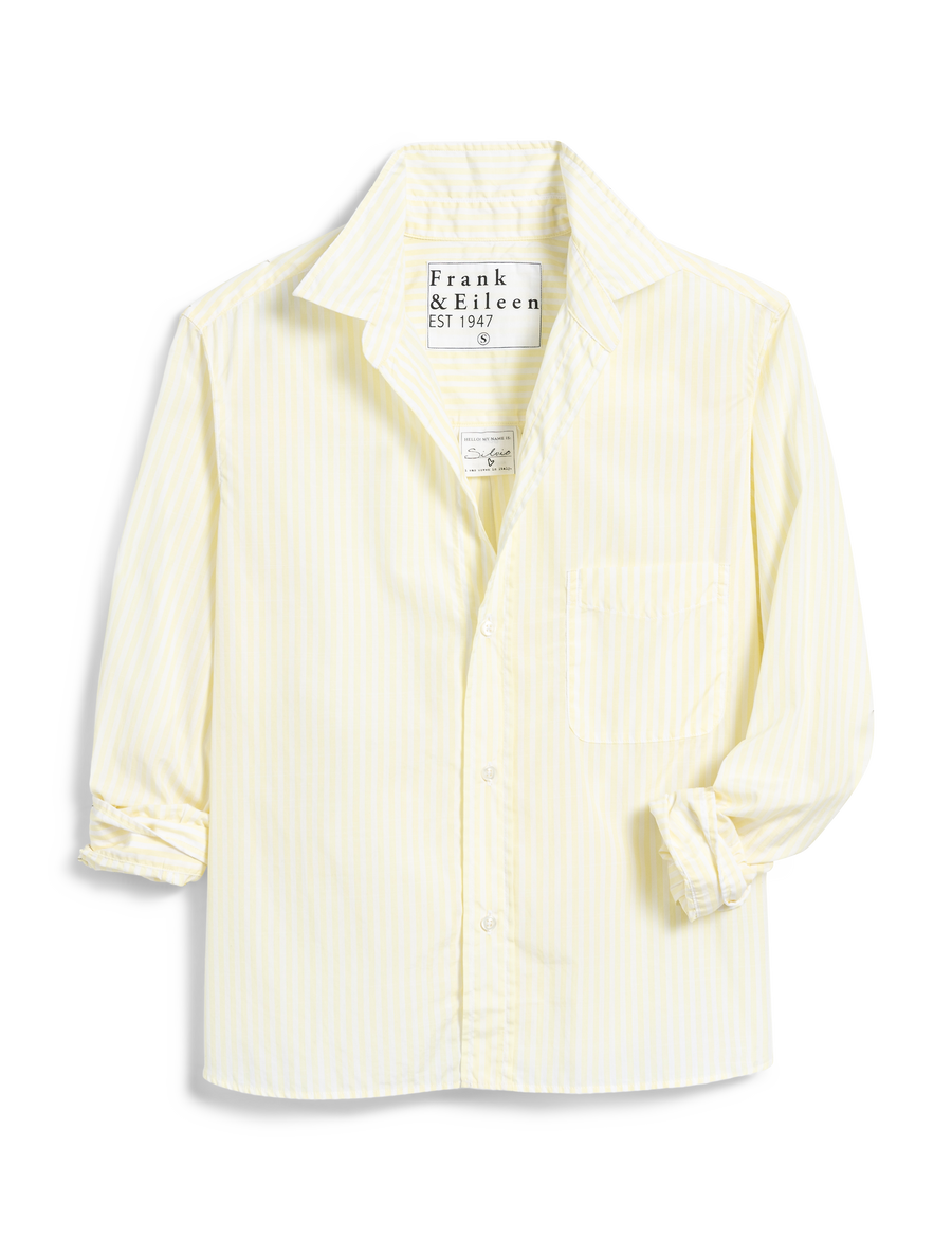 Flat front of Yellow Frank & Eileen Silvio Untuckable Button-Up Shirt in Classic Poplin