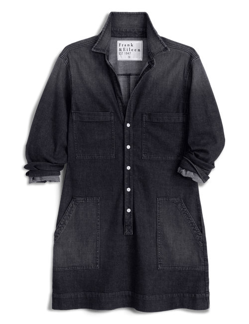 Black dress with a brand label on a transparent background, view 4