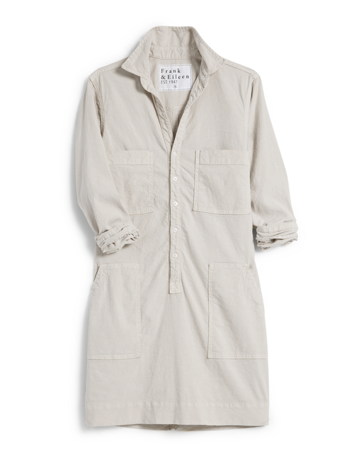 IRELAND DRESS Cement, Italian Performance Linen, view 4