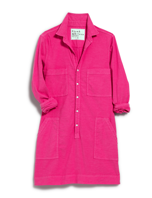 IRELAND DRESS Guava, Italian Performance Linen, front view