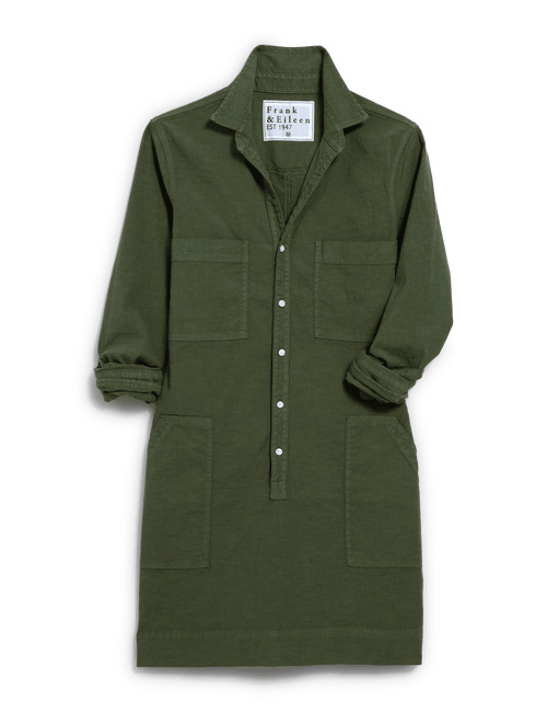 IRELAND DRESS Hunter Green, Italian Performance Linen, view 4