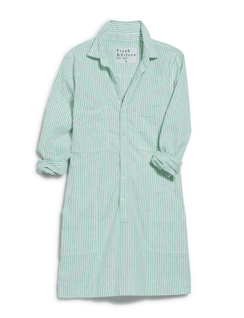 IRELAND DRESS Lime Stripe, Italian Performance Linen, view 6