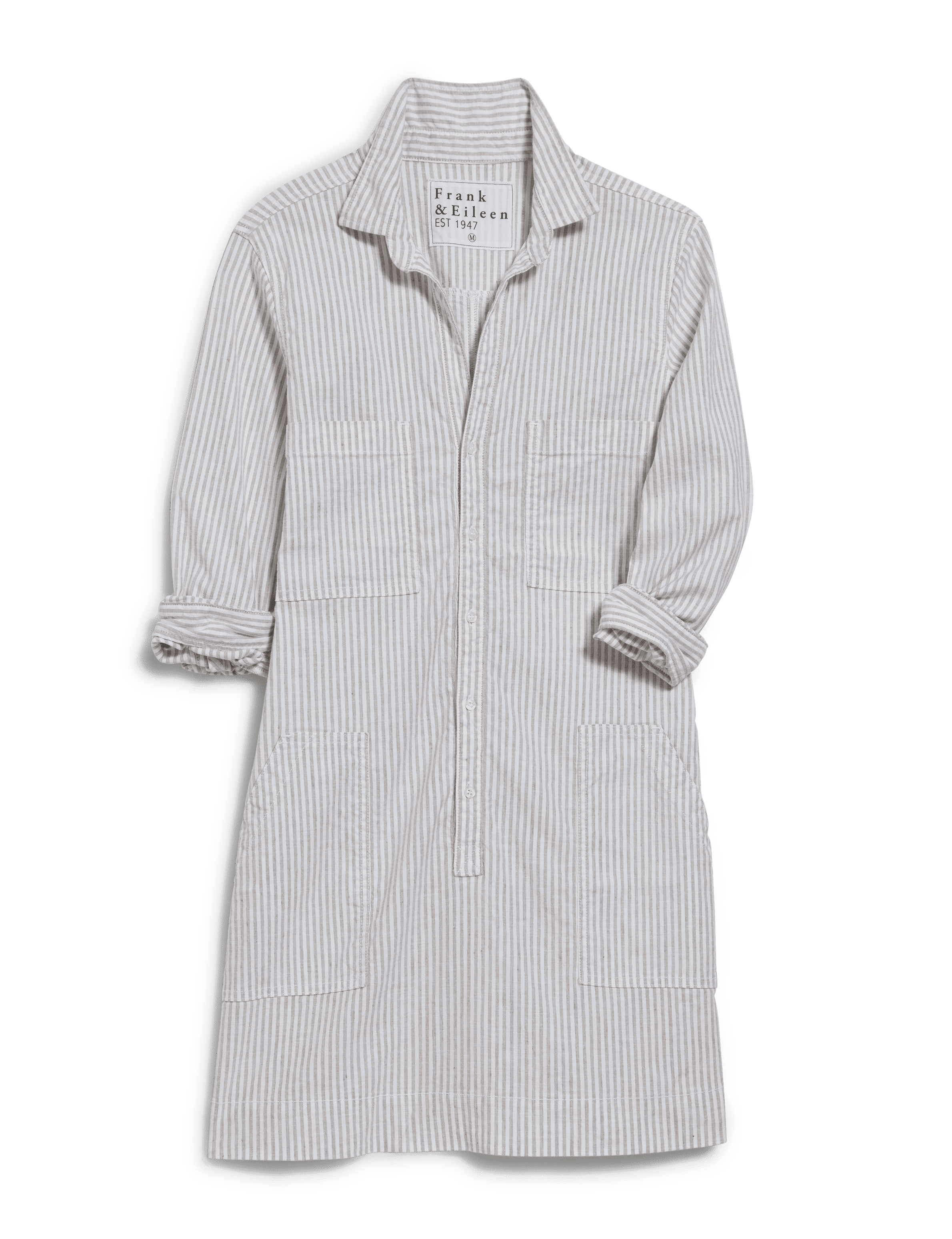 IRELAND DRESS Sand Stripe, Italian Performance Linen, front view