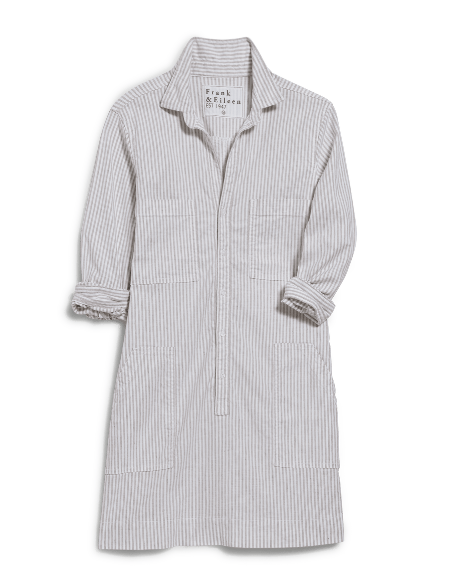 IRELAND DRESS Sand Stripe, Italian Performance Linen