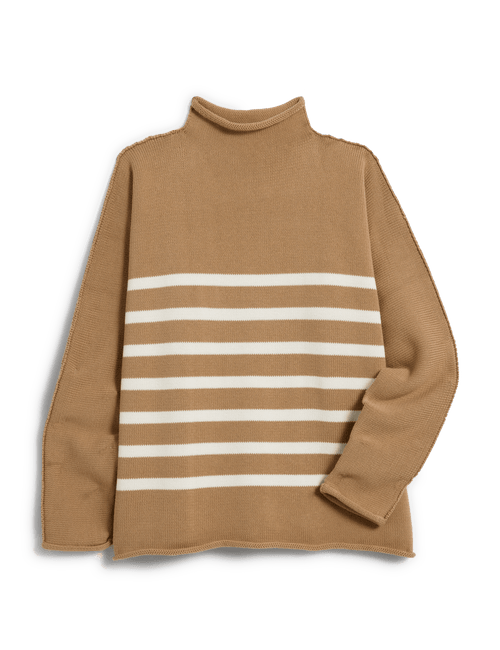 MONTEREY Camel with Cream Stripe, Pure Italian Cotton, view 6