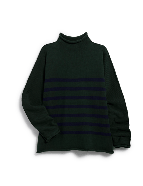 MONTEREY Green with Navy Stripe, Pure Italian Cotton, view 6