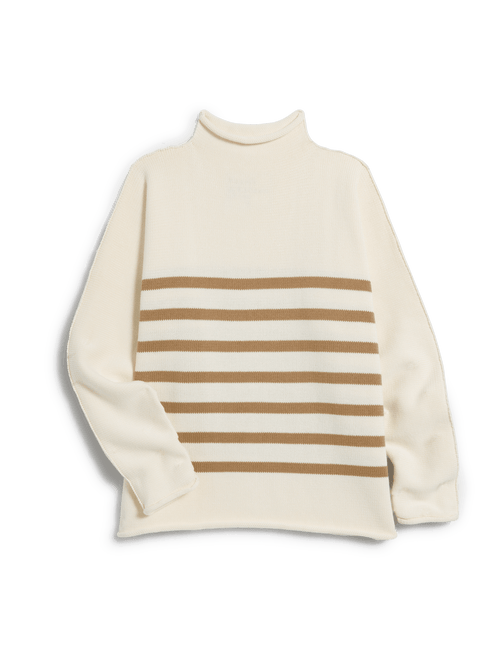 MONTEREY Cream with Camel Stripe, Pure Italian Cotton, view 4